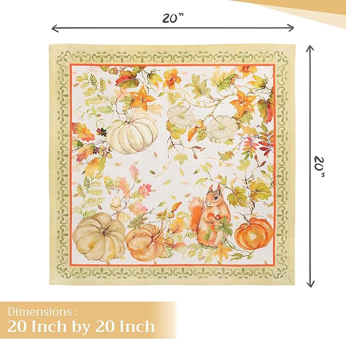 Maison d' Hermine Cloth Napkins Set of 4 100% Cotton Everyday Reusable Square Napkins Cloth Washable, Dinner, Party, Wedding, Restaurant (Pumpkin Passion, 20" x 20")