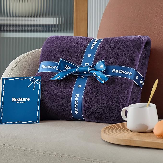 Bedsure GentleSoft Fleece Throw XL Blanket Purple - 300GSM Soft Lightweight Plush Cozy Blankets for Bed, Sofa, Couch, Travel, Camping, 50x70 inches