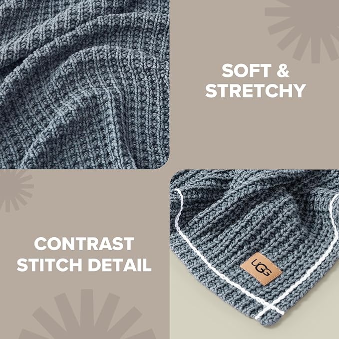 UGG Luna Knit Throw Cotton Chunky Soft Throw Blanket for Couch or Bed Cozy Washable Giftable Lightweight Blanket for Living Room or College Dorm, 50-inch x 70-inch, Imperial Blue