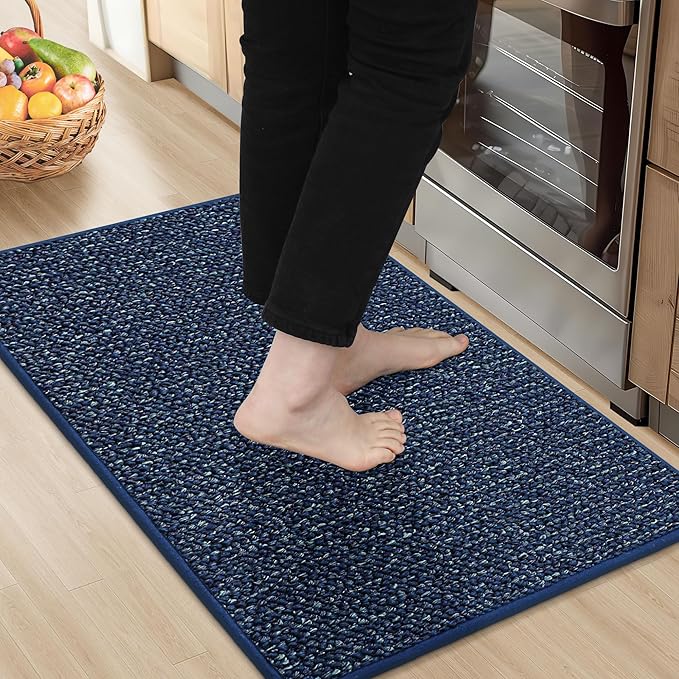 BEQHAUSE Kitchen Rugs 20"x32", Non-Slip Kitchen Mats for Floor, Super Absorbent and Stain Resistant Kitchen Rugs, Machine Washable Rugs for Kitchen, Hallway, Laundry & Sink, Blue