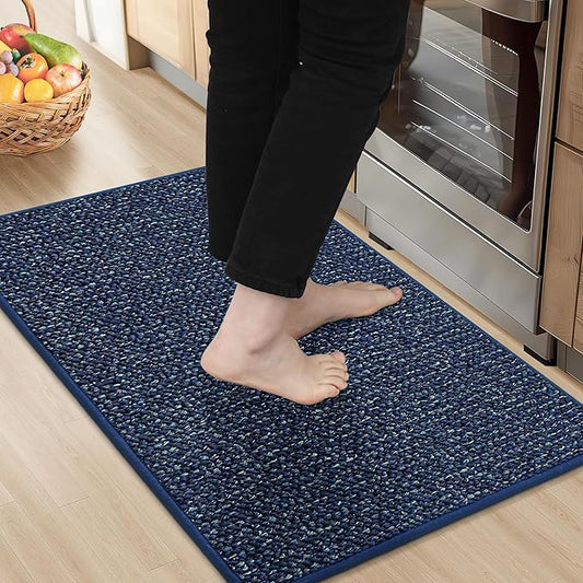 BEQHAUSE Kitchen Rugs 20"x32", Non-Slip Kitchen Mats for Floor, Super Absorbent and Stain Resistant Kitchen Rugs, Machine Washable Rugs for Kitchen, Hallway, Laundry & Sink, Blue