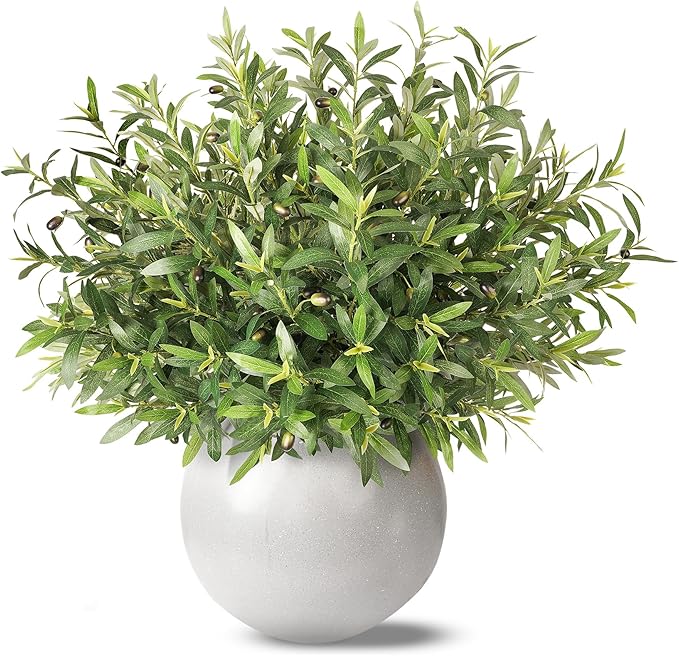 Fake Plants Olive Branch Artificial Plant 27.5in Outdoor Decorations for Living Room Olive Tree Branches Greenery Stems Can Be Used for Spring Home Decor Room Decor Office Decor(24PCS)