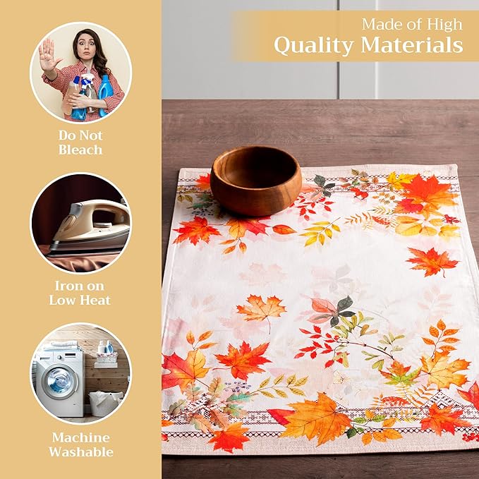 Maison d' Hermine Placemats Set of 4 100% Cotton Washable Cloth Place Mats, Reusable Table Mats for Kitchen Dining Decoration, Party, Wedding, Restaurant (Amarante, 13" x 19")