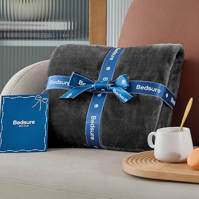 Bedsure GentleSoft Fleece Bed Blankets Full Size Charcoal - Soft Lightweight Plush Fuzzy Cozy Luxury Blanket Microfiber, 84x90 inches