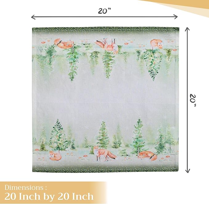 Maison d' Hermine Cloth Napkins Set of 4 100% Cotton Everyday Reusable Square Napkins Cloth Washable, Dinner, Party, Wedding, Restaurant (Winter Mornings, 20" x 20")