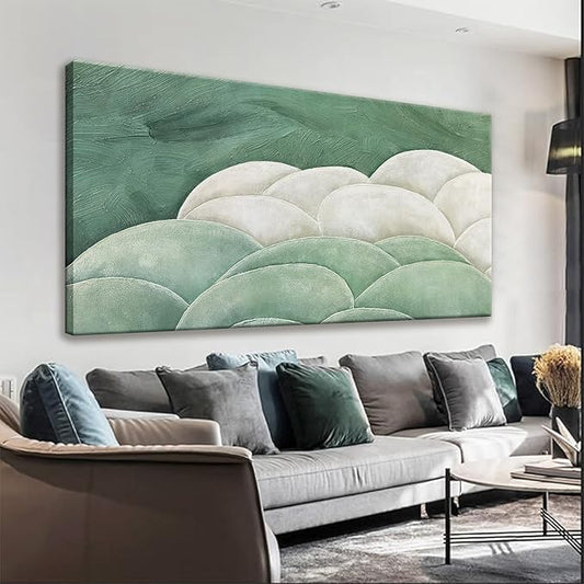 Tsomzxng Large Abstract Wall Art For Living Room Canvas Art Wall Decor Irregular Shapes Green Wall Art Painting Abstract Art Prints Bedroom Office Home Wall Decor 29×58 In