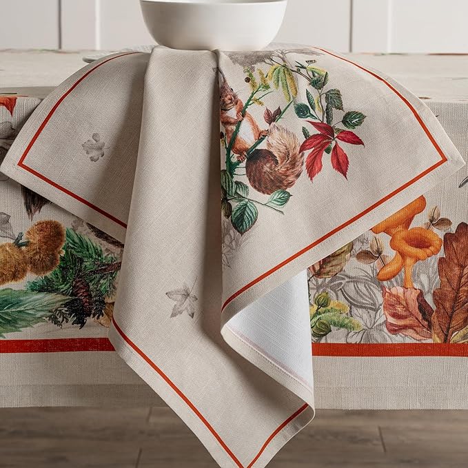 Maison d' Hermine Cloth Napkins Set of 4 100% Cotton Everyday Reusable Square Napkins Cloth Washable, Dinner, Party, Wedding, Restaurant (Recolte, 20" x 20")