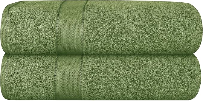 GLAMBURG 700 GSM Premium Cotton 2-Pack Oversized Extra Large Bath Sheet Set - 100% Combed Cotton - 2 Bath Sheets 35x70 - Luxury Hotel & Spa Quality - Durable Ultra Soft Highly Absorbent - Kiwi Green