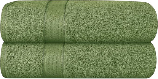 GLAMBURG 700 GSM Premium Cotton 2-Pack Oversized Extra Large Bath Sheet Set - 100% Combed Cotton - 2 Bath Sheets 35x70 - Luxury Hotel & Spa Quality - Durable Ultra Soft Highly Absorbent - Kiwi Green