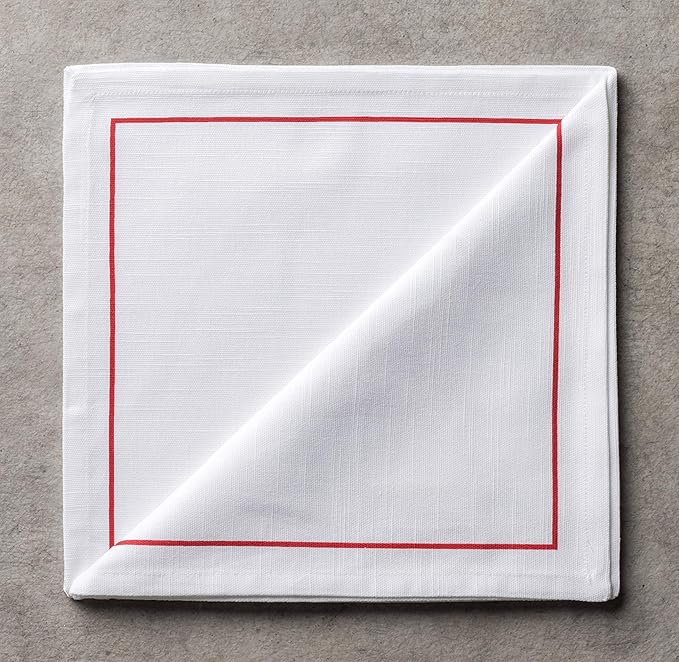 Maison d' Hermine Cloth Napkins Set of 4 100% Cotton Everyday Reusable Square Napkins Cloth Washable, Dinner, Party, Wedding, Restaurant (Morzine, 20" x 20")