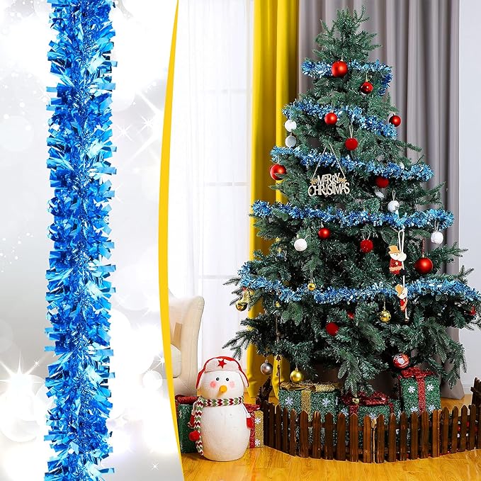 Dingion 59 Feet Christmas Tinsel Garland Metallic Twist Ornaments Hanging Glitter Xmas Garland for Christmas Tree Indoor Outdoor Decoration Party Supplies