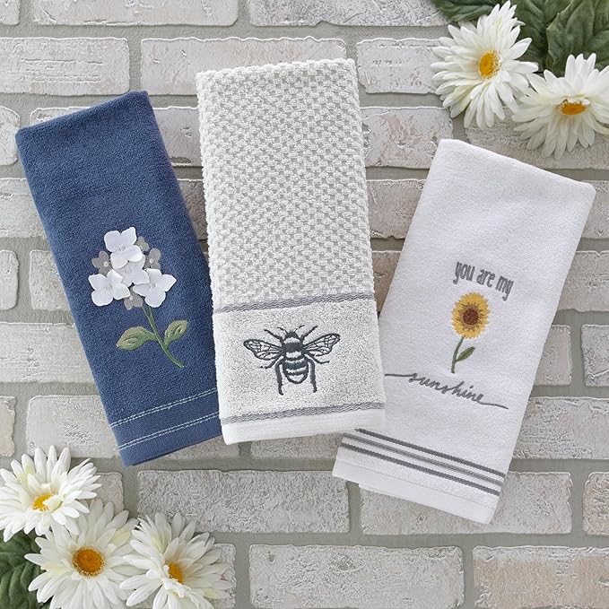 SKL Home Farm Hydrangea Hand Towel (2-Pack), Blue