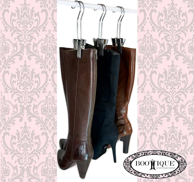 Boottique Add-on Boot Hangers - SET OF 6 Only - Holds, Shapes, & Protects Most Styles of Boots (6 Original Silver Hangers)