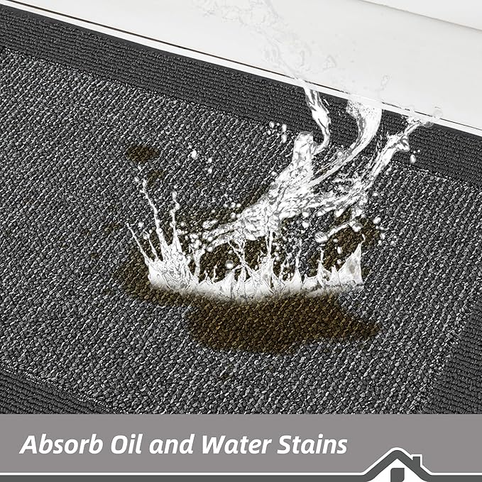 BEQHAUSE Kitchen Runner Rugs 24"x60", Kitchen Rugs Non-Slip Kitchen Mats for Floor, Absorbent and Stain Resistant Kitchen Mats, Machine Washable Rugs for Kitchen, Hallway, Laundry & Sink, Charcoal