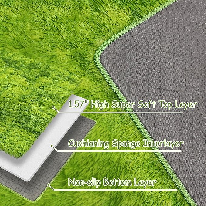 Small Tie-Dyed Area Rug for Bedroom 2x3 Mini Green Fluffy Rug Mat Bedside Throw Rug for Kids Room Boys Teens Nursery Baby Dorm Living Room Home Decor Aesthetic Carpets