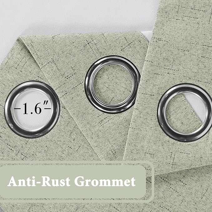 H.VERSAILTEX 100% Blackout Curtain for Bedroom 84 Inches Long Grommet Linen Face Full Light Blocking Curtain Drape for Living Room Thermal Insulated Linen Look Curtain 1 Panel, 52" W x 84" L, Sage