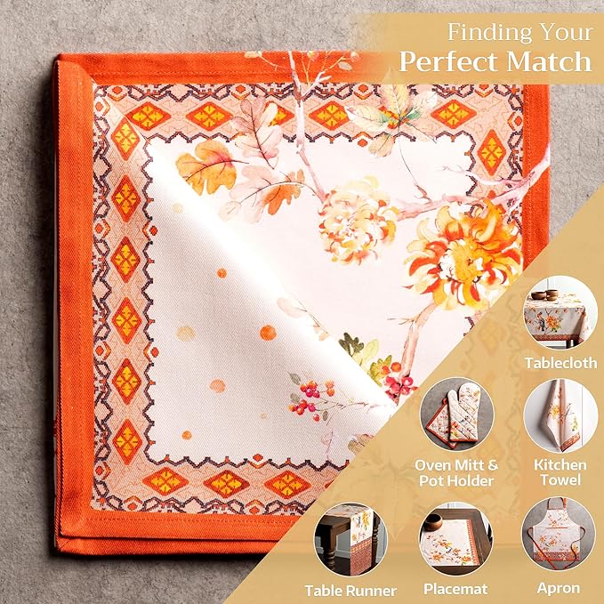 Maison d' Hermine Cloth Napkins Set of 4 100% Cotton Everyday Reusable Square Napkins Cloth Washable, Dinner, Party, Wedding, Restaurant (Kelim - Prairie, 20" x 20")