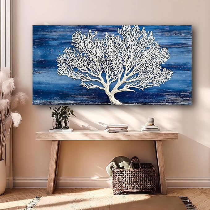 Abstract Wall Art Canvas Print White Tree Trunk Painting Bathroom Decor Paintings Modern Style Living Room Bedroom Office Home Kitchen Decor Nature Landscape Artwork Wooden Frame 20x40 Inches