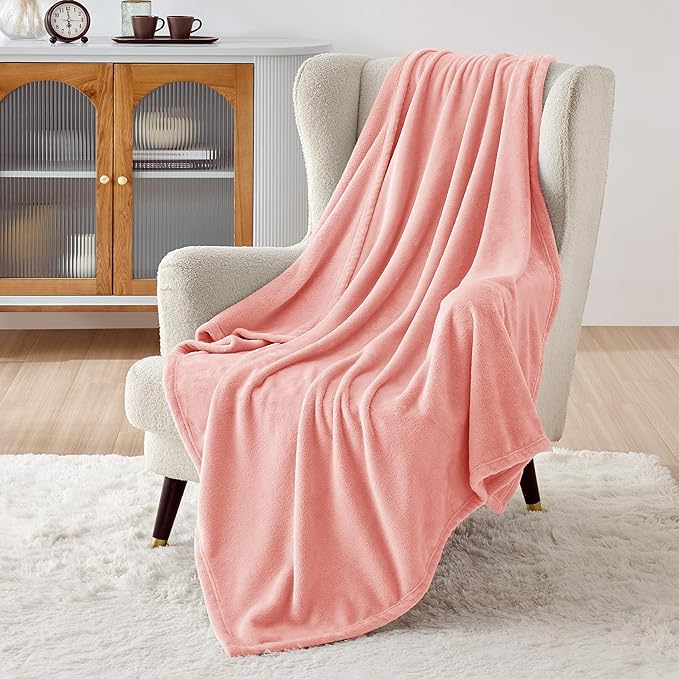 Bedsure GentleSoft Fleece Throw Blanket for Couch Pink - Lightweight Plush Fuzzy Cozy Soft Blankets and Throws for Sofa, 50x60 inches