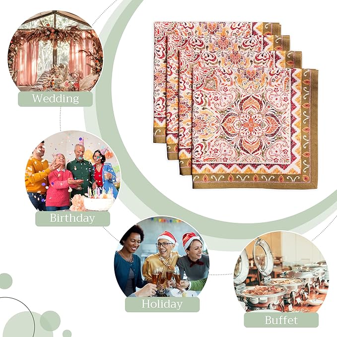 Maison d' Hermine Cloth Napkins Set of 4 100% Cotton Everyday Reusable Square Napkins Cloth Washable, Dinner, Party, Wedding, Restaurant (Damask, 20" x 20")