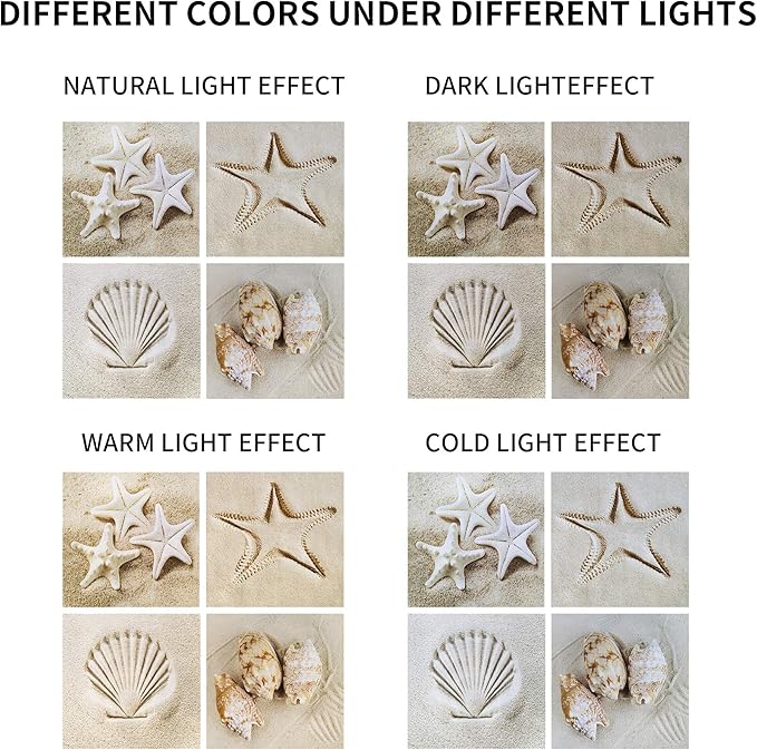 Coastal Serene Canvas Wall Art: Shells on Beach Sand Giclee Print Painting for Wall Decor for SPA Room (12''x12''x4pcs)