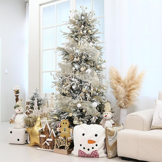 Sea Team 70-Pack Shatterproof Plastic Christmas Ball Ornaments Set, Multi-Size Christmas Baubles, Hanging Decorations for Xmas Tree, Wreath, Garland, (1.18-1.97 Inches, White)