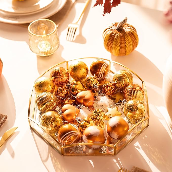 Valery Madelyn 28Pcs Fall Heart Shaped Ornaments Gift Pack, Thanksgiving Autumn Craft Painted Tree Heart Decorations, Orange Christmas Baubles Hanging Harvest Halloween Holiday Decor