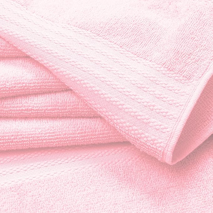 GLAMBURG Premium Cotton 4 Pack Bath Towel Set - 100% Pure Cotton - 4 Bath Towels 27x54 - Ideal for Everyday use - Ultra Soft & Highly Absorbent - Pink