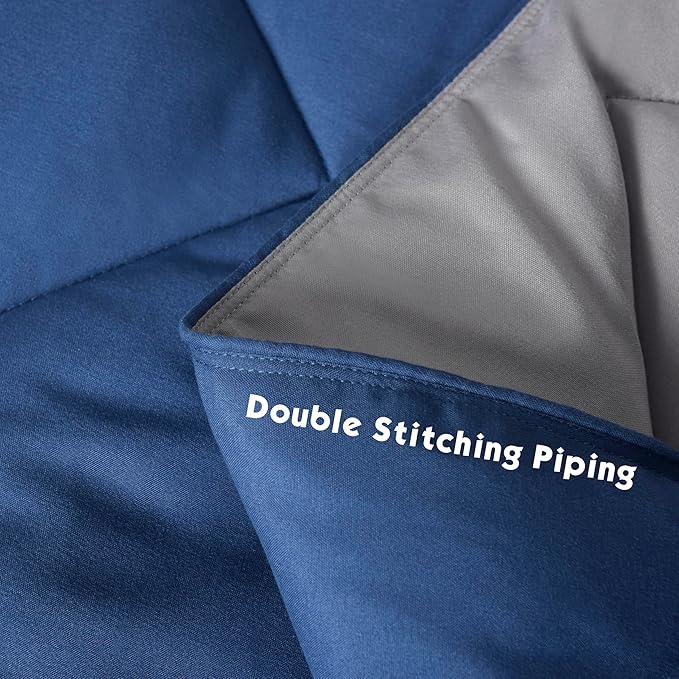 HIG 3pc Navy Queen Size Comforter Set-All Season Reversible Down Alternative Comforter with Two Shams -Quilted Duvet Insert with Corner Tabs - Diamond Stitched Blanket - Breathable, Soft, Fluffy