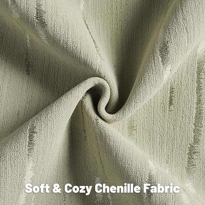 FUTEI Olive Green Chenille Decorative Throw Pillow Covers 22x22 Inch Set of 2,Soft Embossed Striped Textured Cushion Case,Modern Home Decor for Couch Bed Living Room