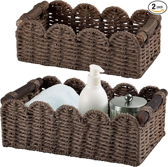 Storage Basket Wicker Baskets for Organizing Toilet Paper Storage Basket for Toilet Tank Top,Brown