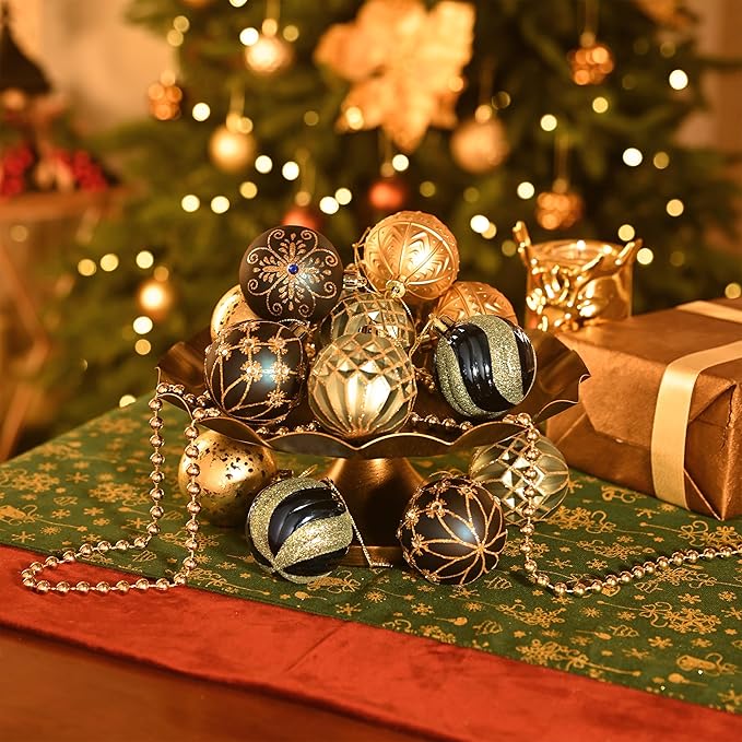 Valery Madelyn Christmas Ornaments Set, 30ct 2 Inches Blue and Gold Shatterproof Christmas Tree Decorations Ball Ornaments Bulk, Luxury Hanging Ornaments for Xmas Holiday Party Decor