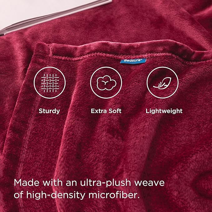 Bedsure GentleSoft Fleece Blanket Twin Size Red - 300GSM Lightweight Plush Fuzzy Cozy Soft Warm Blanket for Bed, Sofa, Couch, Travel, Camping, 60x80 inches