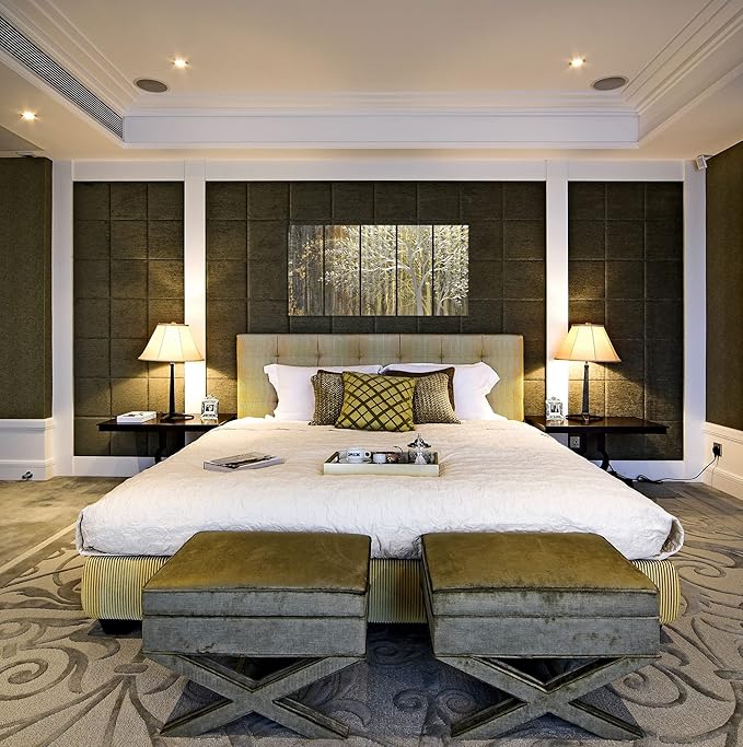 Yihui Arts Gold Metal Wall Art Handcrafted Tree on Aluminum Artwork Modern Forest Pictures with 3D for Living Room Bedroom Kitchen Decor