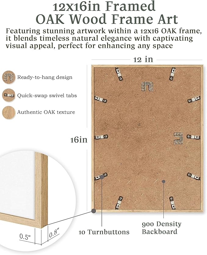 EcoHest OAK Wood Jesus Framed Wall Art, 12x16in Serenity Prayer Bible Verse Christian Wall Art, Modern Bedroom Religious Decor For Living Room Bathroom Christian Merch Gift 1Pack