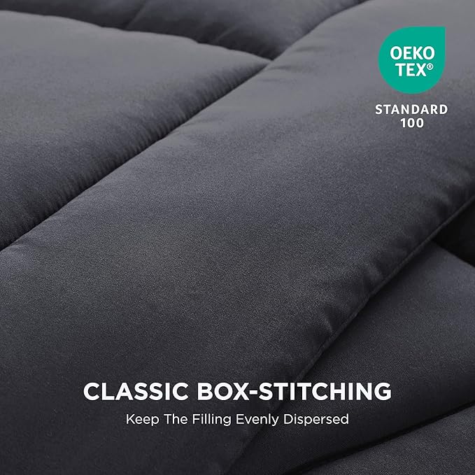 Bedsure Comforter Duvet Insert - Quilted Comforters Twin Size, All Season Duvet, GentleSoft Down Alternative Bedding, with 8 Tabs, Gifts for Women/Men, Grey, Twin 88 x 68 Inches