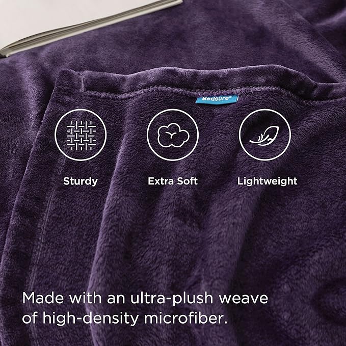 Bedsure GentleSoft Fleece Throw XL Blanket Purple - 300GSM Soft Lightweight Plush Cozy Blankets for Bed, Sofa, Couch, Travel, Camping, 50x70 inches