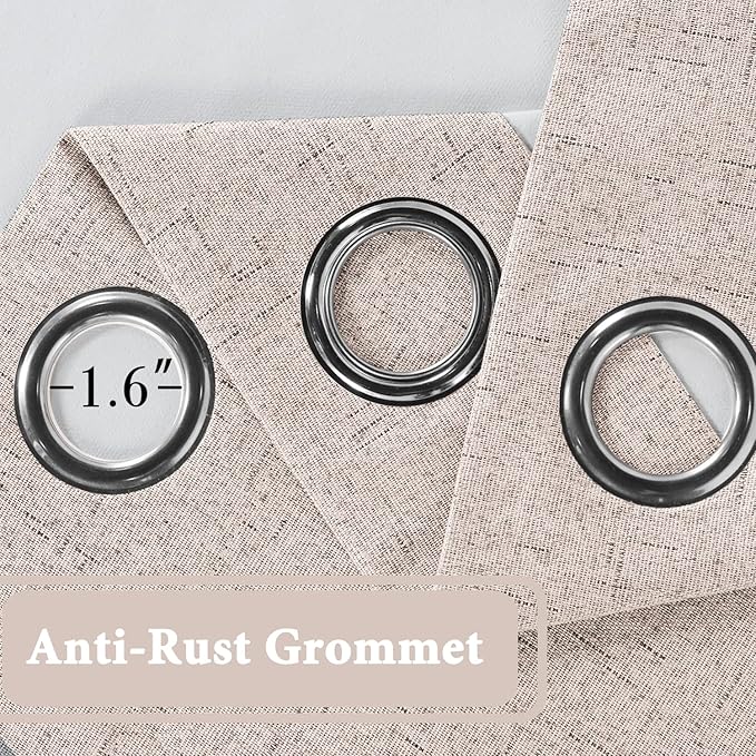 H.VERSAILTEX 100% Blackout Curtain for Bedroom 84 Inches Long Grommet Linen Face Full Light Blocking Curtain Drape for Living Room Thermal Insulated Linen Look Curtain 1 Panel, 52" W x 84" L, Natural