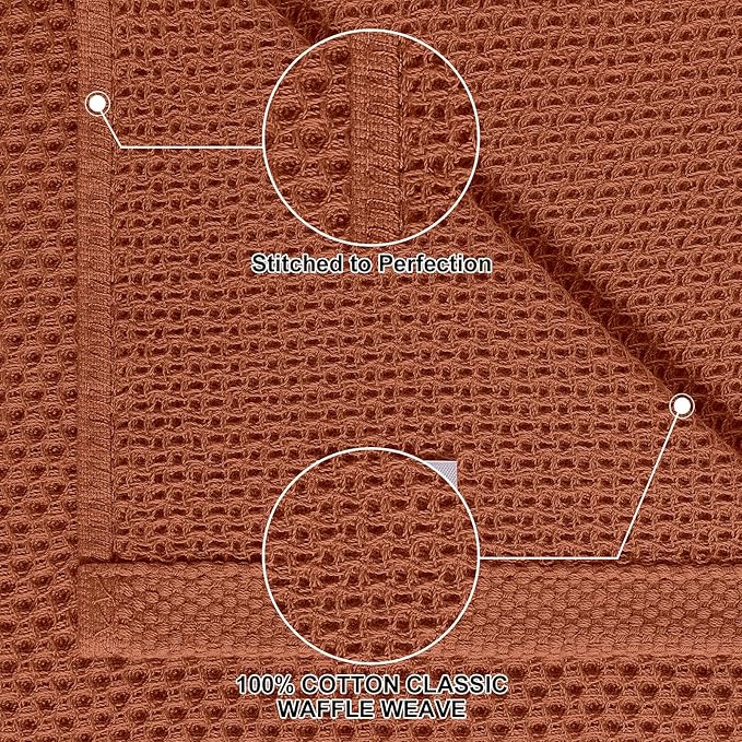 Homaxy 100% Cotton Kitchen Towels and Dishcloths Set, 12 x 12 Inches and 13 x 28 Inches, Set of 10 Bulk Kitchen Towels Set, Ultra Soft Absorbent Dish Cloths for Washing Dishes, Rust