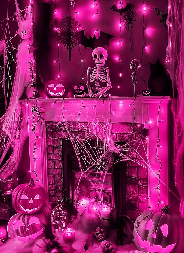 2 Pack Purple Halloween Mini Lights, 13 Feet 50 Count Totally 100 Count Incandescent Bulb Mini String Lights, Connectable Halloween Light for Haunted House Ghost Party Holiday Window Indoor Decoration