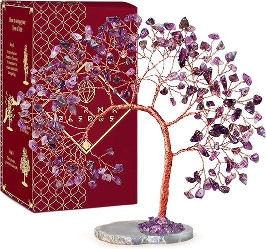 Amethyst Crystal Crystal Tree of Life for Home and Office Decor, Positive Energy, Wealth, Good Luck, Reiki Healing, Handmade Feng Shui Decoration, Birthday Gifts for Women, Mom