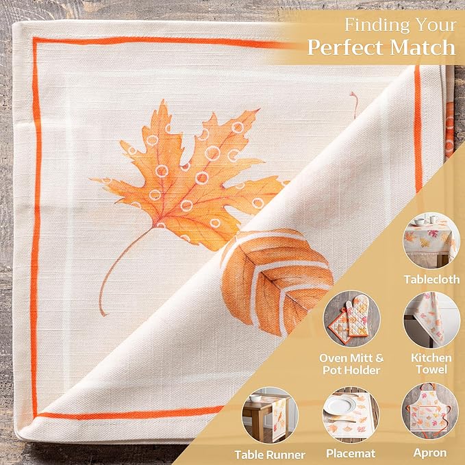Maison d' Hermine Cloth Napkins Set of 4 100% Cotton Everyday Reusable Square Napkins Cloth Washable, Dinner, Party, Wedding, Restaurant (Colors of Autumn, 20" x 20")