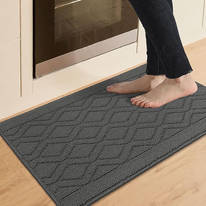 COSY HOMEER-Kitchen-Rugs-and-Mats 20"x30" Non Slip Kitchen Mats for Floor Absorbent Kitchen Rug Washable Kitchen Standing Floor Mat for Sink Mat,Throw Rug,Entry,Laundry,Grey