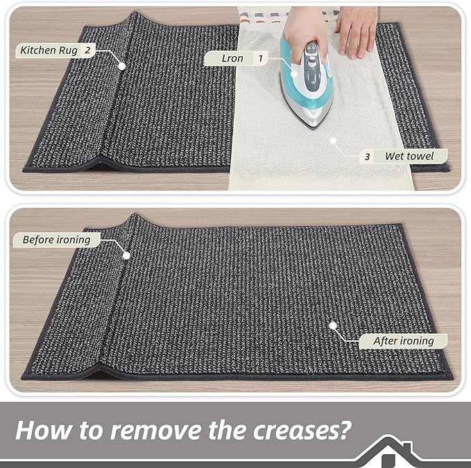 BEQHAUSE Kitchen Rugs 32"x48", Non-Slip Kitchen Mats for Floor, Super Absorbent and Stain Resistant Kitchen Rugs, Machine Washable Rugs for Kitchen, Hallway, Laundry & Sink, Charcoal