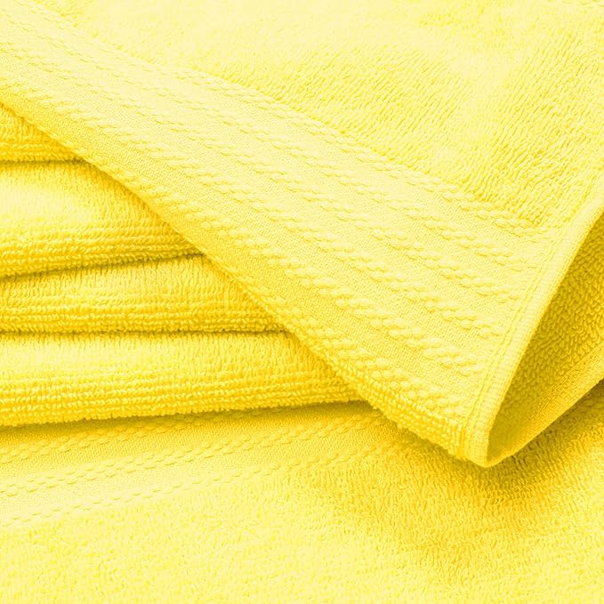 GLAMBURG Premium Cotton Oversized 2 Pack Bath Sheet 35x70-100% Pure Cotton - Ideal for Everyday use - Ultra Soft & Highly Absorbent - Machine Washable - Yellow