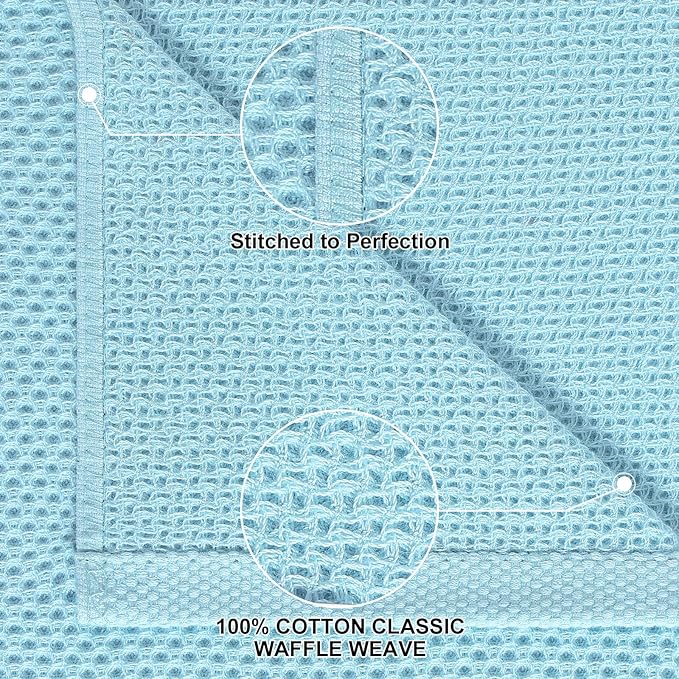 Homaxy 100% Cotton Kitchen Towels and Dishcloths Set, 12 x 12 Inches and 13 x 28 Inches, Set of 8 Bulk Kitchen Towels Set, Ultra Soft Absorbent Dish Cloths for Washing Dishes, Sky Blue