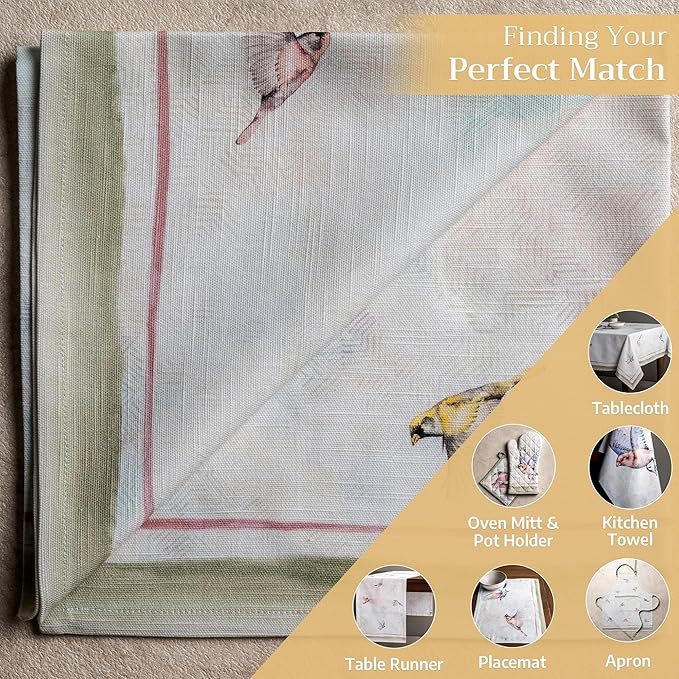 Maison d' Hermine Cloth Napkins Set of 4 100% Cotton Everyday Reusable Square Napkins Cloth Washable, Dinner, Party, Wedding, Restaurant, Spring/Summer (Flying Birds, 20" x 20")