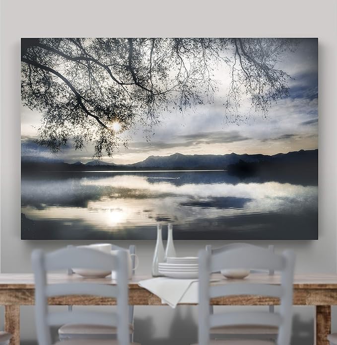 Renditions Gallery Nature Decoration for Home Winter Sunset View of Lake Mountains Modern Artwork Prints for Kitchen Office Wall Hanging - 32"X48" LT08