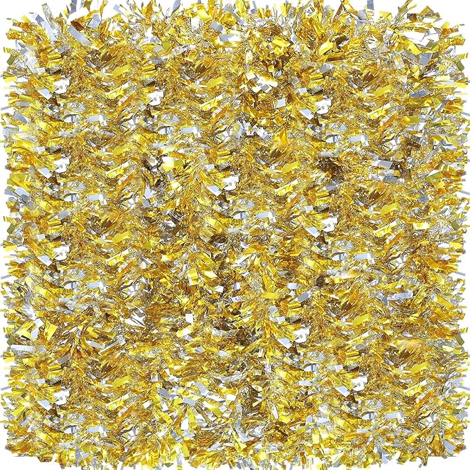 Dingion 59 Feet Christmas Tinsel Garland Metallic Twist Ornaments Hanging Glitter Xmas Garland for Christmas Tree Indoor Outdoor Decoration Party Supplies