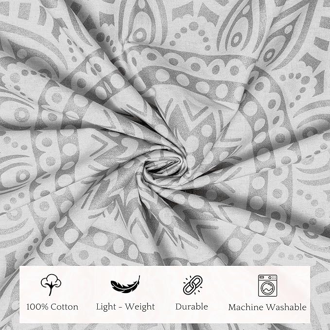 RAJRANG Silver Ombre Mandala Tapestry Cotton Wall Hanging Hippy Tapestries Hippie Beach Throw College Dorm Decor Bohemian Boho Bedsheet 84x90 Inches